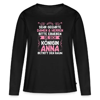 Anna - Frauen Premium Bio Langarmshirt - Schwarz - Vorne - Julia (174cm)