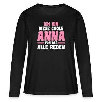 Anna - Frauen Premium Bio Langarmshirt - Schwarz - Vorne - Julia (174cm)