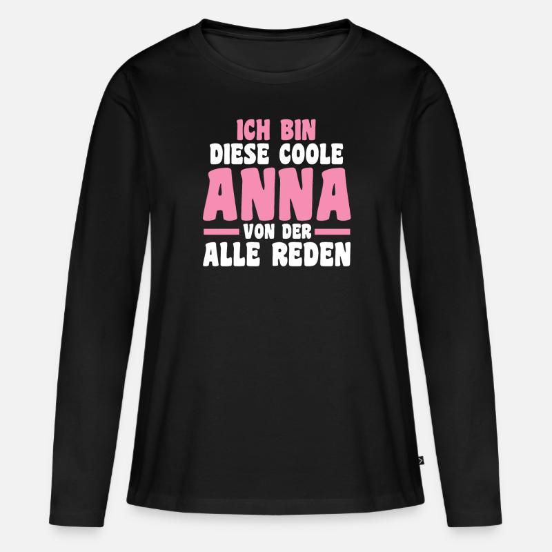 Anna - Frauen Premium Bio Langarmshirt - Schwarz