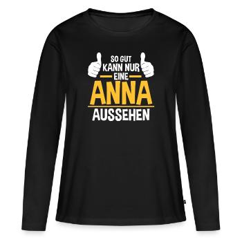 Anna - Frauen Premium Bio Langarmshirt - Schwarz - Vorne - Julia (174cm)