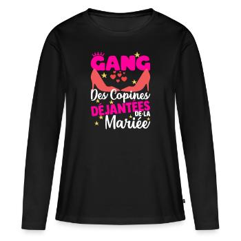 Gang Copines EVJF Enterrement Vie De Jeune Fille - T-shirt manches longues Premium bio Femme - noir - Devant - Julia (174cm)