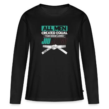 Tous les hommes créés égaux alors som | JiuJitsu brésilien - T-shirt manches longues Premium bio Femme - noir - Devant - Julia (174cm)