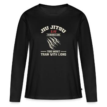 BJJ Pour être un lion, vous devez Trai | JiuJitsu brésilien - T-shirt manches longues Premium bio Femme - noir - Devant - Julia (174cm)