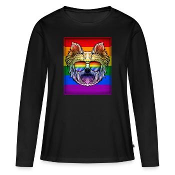Mois du défilé de la fierté LGBTQ du Yorkshire gay - T-shirt manches longues Premium bio Femme - noir - Devant - Julia (174cm)