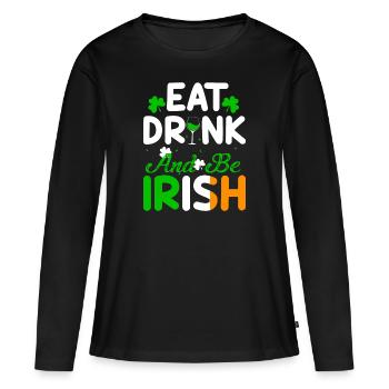 Eat Drink And Be Irish - T-shirt manches longues Premium bio Femme - noir - Devant - Julia (174cm)