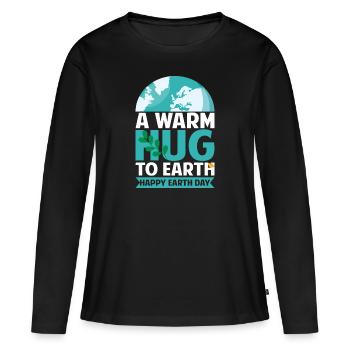 Un Câlin Chaleureux pour la Terre - T-shirt manches longues Premium bio Femme - noir - Devant - Julia (174cm)