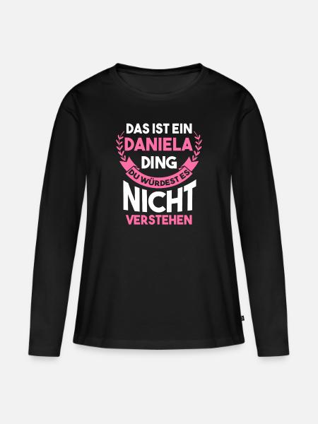 Daniela - Frauen Premium Bio Langarmshirt - Schwarz