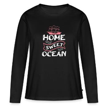 HOME SWEET OCEAN - T-shirt manches longues Premium bio Femme - noir - Devant - Julia (174cm)