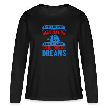 LA VIE A PLUS D’IMAGINATION QUE NOUS N’EN PORTONS DANS NOTRE - T-shirt manches longues Premium bio Femme - noir - Devant - Julia (174cm)