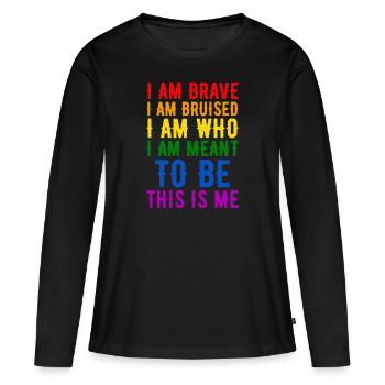 Ich bin mutig, ich bin, wer ich sein muss - Frauen Premium Bio Langarmshirt - Schwarz - Vorne - Julia (174cm)