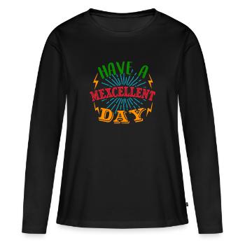 PASSEZ UNE EXCELLENTE JOURNÉE - T-shirt manches longues Premium bio Femme - noir - Devant - Julia (174cm)