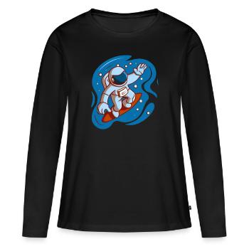 astronaute surf dans l'espace - T-shirt manches longues Premium bio Femme - noir - Devant - Julia (174cm)