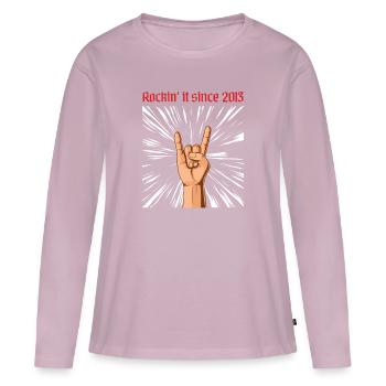 Rockin it since 2013 Heavy Metal Birthday Greetings - Women's Premium Organic Long Sleeve Shirt - dusky pink - Front - Julia (174cm)