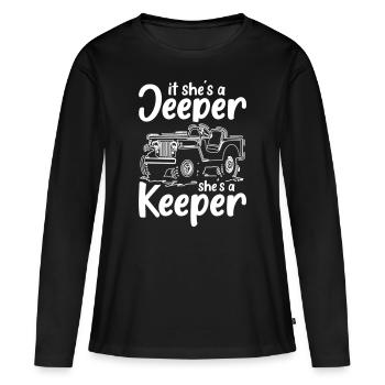 Jeeper et Keeper - T-shirt manches longues Premium bio Femme - noir - Devant - Julia (174cm)
