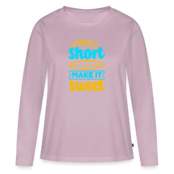 DAS LEBEN IST KURZ, MACH ES SÜSS - Frauen Premium Bio Langarmshirt - Altrosa - Vorne - Julia (174cm)