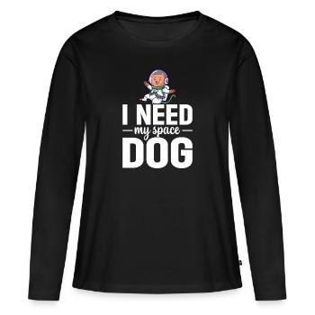 J’ai besoin de mon chien de l’espace Voyage dans l’espace - T-shirt manches longues Premium bio Femme - noir - Devant - Julia (174cm)