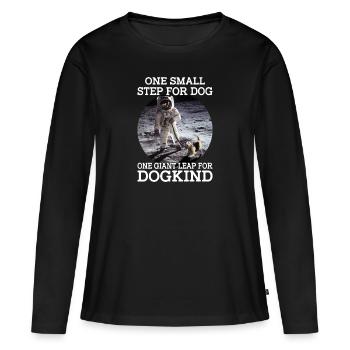 Hunde Herrchen AstronautSpaziergang Gassi - Frauen Premium Bio Langarmshirt - Schwarz - Vorne - Julia (174cm)