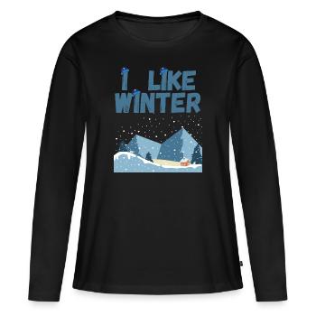 Ich mag den Winter - Frauen Premium Bio Langarmshirt - Schwarz - Vorne - Julia (174cm)