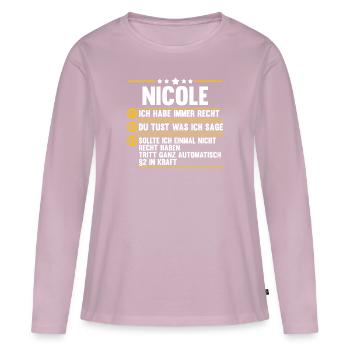 Nicole - Frauen Premium Bio Langarmshirt - Altrosa - Vorne - Julia (174cm)