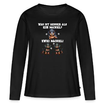 Was ist besser als ein Dackel zwei Dackel - Frauen Premium Bio Langarmshirt - Schwarz - Vorne - Julia (174cm)