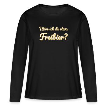 Freibier - Frauen Premium Bio Langarmshirt - Schwarz - Vorne - Julia (174cm)