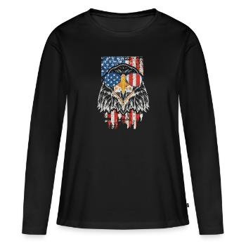 4 juillet Bald Eagle Patriotic American - T-shirt manches longues Premium bio Femme - noir - Devant - Julia (174cm)