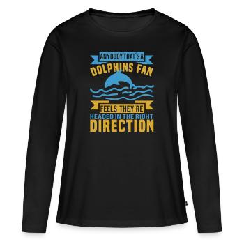 LE FAN DES DOLPHINS SENT QU’ILS SONT LA DIRECTION - T-shirt manches longues Premium bio Femme - noir - Devant - Julia (174cm)
