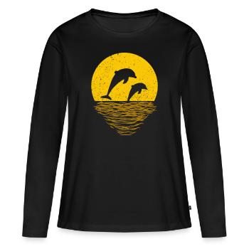 LES DAUPHINS JOUENT - T-shirt manches longues Premium bio Femme - noir - Devant - Julia (174cm)