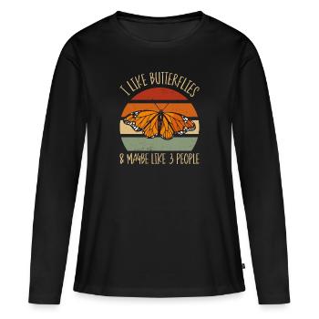 Monarque papillon monarque américain papillon monarque - T-shirt manches longues Premium bio Femme - noir - Devant - Julia (174cm)