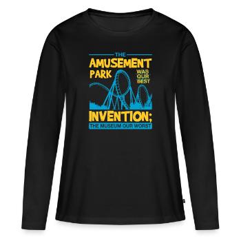 L’INVENTION DU PARC D’ATTRACTIONS LE MUSÉE NOTRE PIRE - T-shirt manches longues Premium bio Femme - noir - Devant - Julia (174cm)