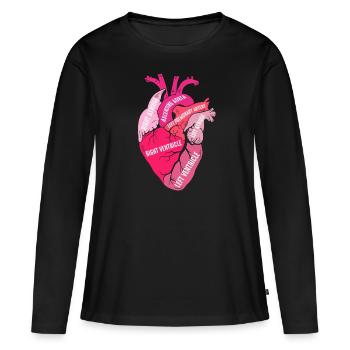 Teile des Herzens - Frauen Premium Bio Langarmshirt - Schwarz - Vorne - Julia (174cm)