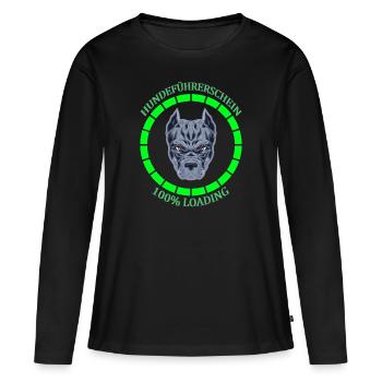 Hunde Design Führerschein bestanden für Hunderasse - Frauen Premium Bio Langarmshirt - Schwarz - Vorne - Julia (174cm)