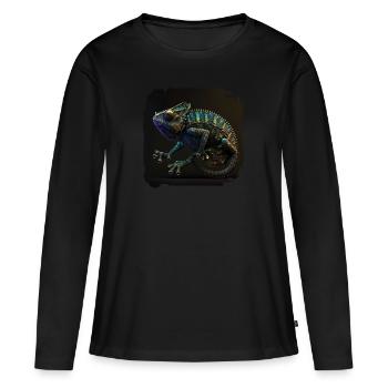 Jackson Chameleon Dystopische Vaporwave - Frauen Premium Bio Langarmshirt - Schwarz - Vorne - Julia (174cm)