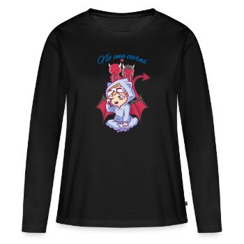 Bébé Diable - T-shirt manches longues Premium bio Femme - noir - Devant - Julia (174cm)