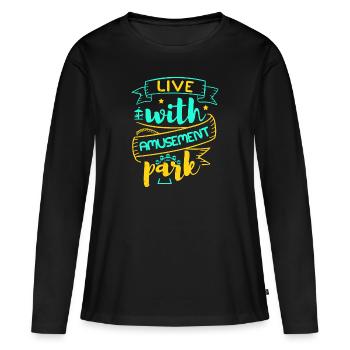 VIVRE AVEC LE PARC D’ATTRACTIONS - T-shirt manches longues Premium bio Femme - noir - Devant - Julia (174cm)