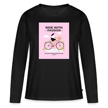 Ride with passion - Frauen Premium Bio Langarmshirt - Schwarz - Vorne - Julia (174cm)