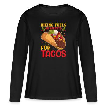 La randonnée errante alimente mon appétit pour les tacos - T-shirt manches longues Premium bio Femme - noir - Devant - Julia (174cm)