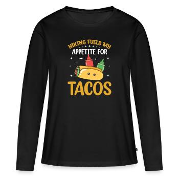 La randonnée errante alimente mon appétit pour les tacos - T-shirt manches longues Premium bio Femme - noir - Devant - Julia (174cm)
