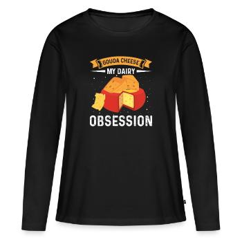 Gouda Obsession Cheese Addiction Cheese - T-shirt manches longues Premium bio Femme - noir - Devant - Julia (174cm)