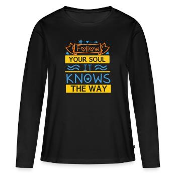 SUIVEZ VOTRE ÂME ELLE CONNAÎT LE CHEMIN 2 - T-shirt manches longues Premium bio Femme - noir - Devant - Julia (174cm)