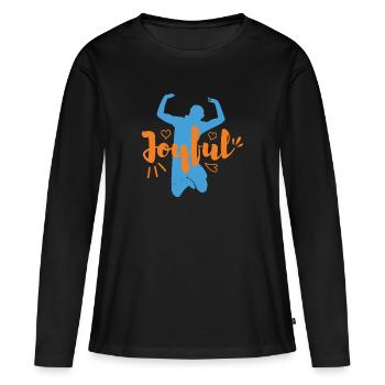 JOYEUX - T-shirt manches longues Premium bio Femme - noir - Devant - Julia (174cm)