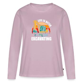 Construction machinery operator Excavator driver Excavator driver Construction workers - Women's Premium Organic Long Sleeve Shirt - dusky pink - Front - Julia (174cm)