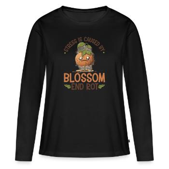 Tomate Plant Blossom End Red Quote, drôle de tomate - T-shirt manches longues Premium bio Femme - noir - Devant - Julia (174cm)