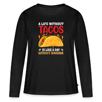 Une vie sans tacos est inutile - T-shirt manches longues Premium bio Femme - noir - Devant - Julia (174cm)