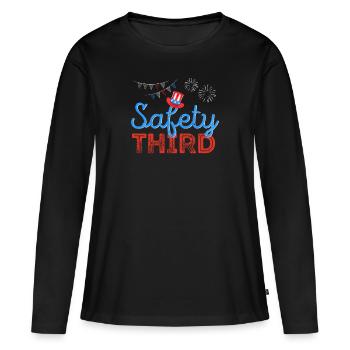 Drôle de feu d’artifice patriotique du 4 juillet - T-shirt manches longues Premium bio Femme - noir - Devant - Julia (174cm)