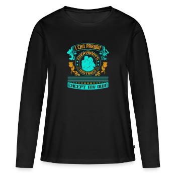 JE PEUX PARDONNER À TOUT LE MONDE EHCEPT LE MIEN - T-shirt manches longues Premium bio Femme - noir - Devant - Julia (174cm)