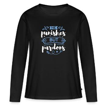 IL PURIFIE MAIS PARDONNE - T-shirt manches longues Premium bio Femme - noir - Devant - Julia (174cm)