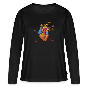 Teile des Herzens - Frauen Premium Bio Langarmshirt - Schwarz - Vorne - Julia (174cm)