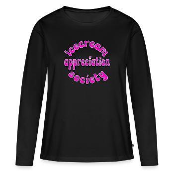 Société d’appréciation de la crème glacée - T-shirt manches longues Premium bio Femme - noir - Devant - Julia (174cm)