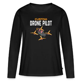 Pilote de drone personnalisé - T-shirt manches longues Premium bio Femme - noir - Devant - Julia (174cm)